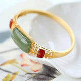 Hetian Jade S925 Silver Red Agate Bracelet Retro Style