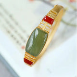 Hetian Jade S925 Silver Red Agate Bracelet Retro Style
