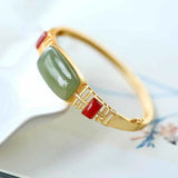 Hetian Jade S925 Silver Red Agate Bracelet Retro Style