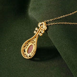Hetian Jade S925 Silver Red Agate Pipa Necklace Pendant