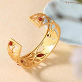 Natural Hetian Jade S925 Sterling Silver Red Agate Leaves Vintage Chinese Style