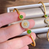 Hetian Jade Safety Buckle Bracelet - Chinese Style Court Fu Character Bracelet