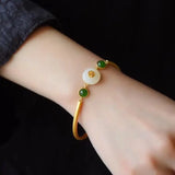 Hetian Jade Safety Buckle Bracelet - Chinese Style Court Fu Character Bracelet
