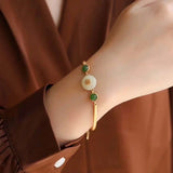 Hetian Jade Safety Buckle Bracelet - Chinese Style Fu Character Jewelry
