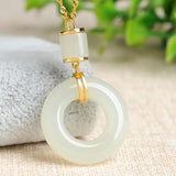 Hetian Jade Safety Buckle Pendant Necklace S925 Sterling Silver