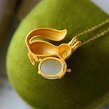 Hetian Jade Squirrel Pendant S925 Silver Craft Ornament