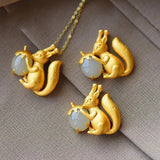 Hetian Jade Squirrel Pendant S925 Silver Craft Ornament