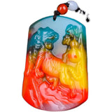 Natural Hetian Jade Tiger Pendant Necklace for Men and Women