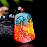 Natural Hetian Jade Tiger Pendant Necklace for Men and Women