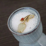 Natural Hetian Jade Tulip Flower Necklace Sterling Silver Clavicle Chain