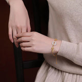 Vintage Fish Bracelet Natural Hetian Jade S925 Silver Plated Women's Ornament