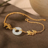 Vintage Fish Bracelet Natural Hetian Jade S925 Silver Plated Women's Ornament