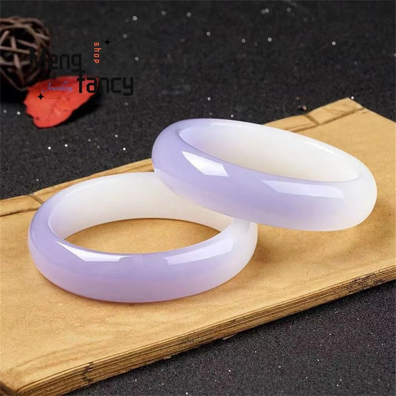 Natural Hetian Jade Violet Bracelet Charms Bangle Fine Jewelry