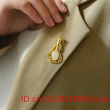 Hetian Jade Violin Pendant Necklace 925 Silver Jewelry Women
