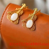 Hetian Jade Violin Pendant Necklace 925 Silver Jewelry Women