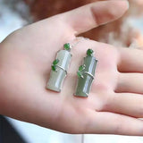 Natural Hetian Jade Bamboo Pendant Necklace for Girlfriend Birthday