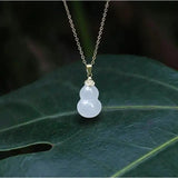 Natural Hetian Jade Calabash Pendent S925 Sterling Silver Necklace