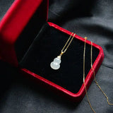 Natural Hetian Jade Calabash Pendent S925 Sterling Silver Necklace