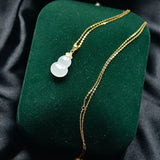 Natural Hetian Jade Calabash Pendent S925 Sterling Silver Necklace
