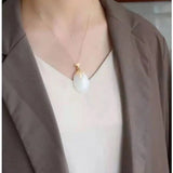 Hetian Jade Egg Noodle Pendant S925 Pure Ginkgo Leaf Jade Necklace