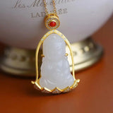 Vintage Hetian Jade Avalokitesvara Pendant in S925 Sterling Silver
