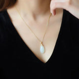 Hetian Jade Willow Leaf Pendant S925 Sterling Silver Drop-Shaped Ornament