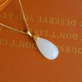 Hetian Jade Willow Leaf Pendant S925 Sterling Silver Drop-Shaped Ornament