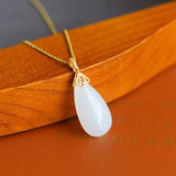 Hetian Jade Willow Leaf Pendant S925 Sterling Silver Drop-Shaped Ornament