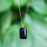 Natural Hetian Jade Women's Pendant S925 Silver Plating 18K Dark Jade Lucky Pend