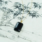 Natural Hetian Jade Women's Pendant S925 Silver Plating 18K Dark Jade Lucky Pend