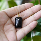 Natural Hetian Jade Women's Pendant S925 Silver Plating 18K Dark Jade Lucky Pend