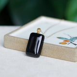 Natural Hetian Jade Women's Pendant S925 Silver Plating 18K Dark Jade Lucky Pend