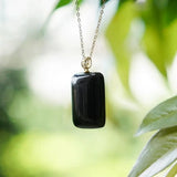 Natural Hetian Jade Women's Pendant S925 Silver Plating 18K Dark Jade Lucky Pend