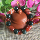 Natural Hetian Jade & Red Agate Beads Bracelet Lucky Amulet
