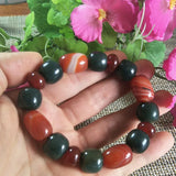 Natural Hetian Jade & Red Agate Beads Bracelet Lucky Amulet