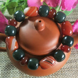 Natural Hetian Jade & Red Agate Beads Bracelet Lucky Amulet