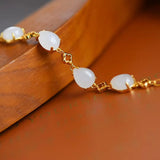 Hetian Jade Bracelet S925 Sterling Silver Clover Ancient Palace Ornament
