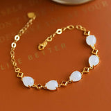 Hetian Jade Bracelet S925 Sterling Silver Clover Ancient Palace Ornament