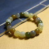 12mm Hetian Jade Beads Bracelet Lucky Safety Amulet