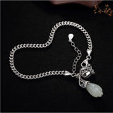 Chinese Style Hetian Magnolia Flower Pendant Bracelet Retro Silver Jewelry