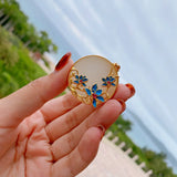 Hetian Magnolia Enamel Porcelain Pendant Necklace Chinese Retro Charm Silver
