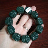 Hetian Nephrite Jade Green Bracelet Buddha Head Bracelets Sweetheart Jewelry
