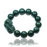 Hetian Nephrite Jade Green Bracelet Round Beads Pixiu Troops Bracelet