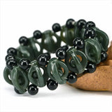 Natural Hetian Nephrite Jade Green Bracelet Men Lucky Talisman Hollow Beads