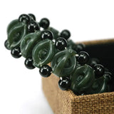 Natural Hetian Nephrite Jade Green Bracelet Men Lucky Talisman Hollow Beads