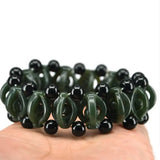 Natural Hetian Nephrite Jade Green Bracelet Men Lucky Talisman Hollow Beads
