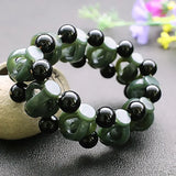 Natural Hetian Nephrite Jade Green Bracelet Men Lucky Talisman Hollow Beads