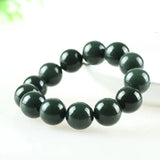 Hetian Qingyu Bead Chain Jade Bracelet Fine Jewelry Lucky Safety Amulet