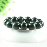 Hetian Qingyu Bead Chain Jade Bracelet Fine Jewelry Lucky Safety Amulet