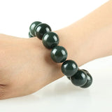 Hetian Qingyu Bead Chain Jade Bracelet Fine Jewelry Lucky Safety Amulet
